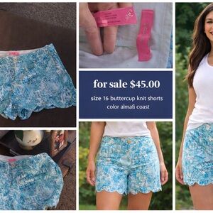 Lilly pulitzer buttercup shorts in almafi blue size 16